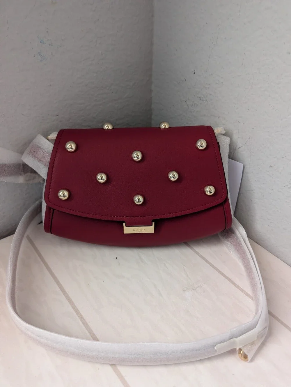 NWT Kate Spade KP183 Ali Studded Mini Crossbody Shoulder Bag In Red Jam